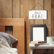 Let's Read Boho Nursery Printed Wood Plaque Sign Wall Hanging,Rustic Hanging Wall Signs for Homescho