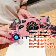 Case For Huawei Mate 20X Mate 20 Mate 20 Pro Mate 30 Pro Mate 30 Mate 30 Lite Retro Camera lanyard Casing Grip Stand Holder Silicon Phone Case Cover With Camera Doll