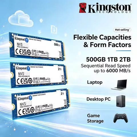 NEW Kingston NV3 2280 M2 NVMe SSD PCIe 40 6000MBs 500GB 1TB 2TB High Speed Reliable Laptop Storage U