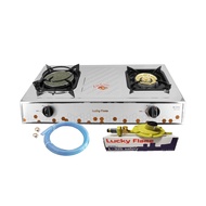 Lucky flame เตาแก๊สตั้งโต๊ะ หัวเตาทองเหลือง+หัวเตาอินฟาเรด รุ่นHQ-2112S + หัวปรับแก๊ส L-325s พร้อมสา