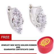 Tips Gallery ต่างหู เงิน 925 หุ้ม ทองคำขาว เพชร CZ 0.9 กะรัต รุ่น Floral Diamond Design TES092