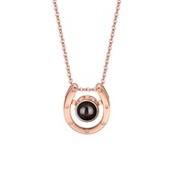 [Sincerer] S925 Sterling Silver Necklace Photo Projection Necklace Horseshoe Pendant Necklace Custom