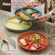 Three Divided Plate Divided Dish Reusable Round Diet Portion Plate Divided Plate Plastik Budak Kecil