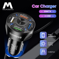 MicroBang 35W Quick Charge 3.0 2.1 USB Car Fast Charger for Xiaomi Huawei Samsung Super Charge Power Delivery Quick Charge Adapter Support 12V 24V Car
