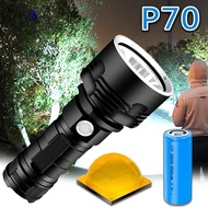 Powerful XHP70 LED Flashlight  Long Range Flashlight Camping Light