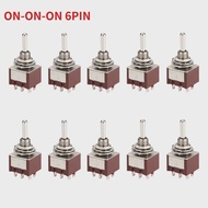 DAIERBUMP 10PCS Locking Toggle Switch ON ON ON 3 Position DPDT 6MM Guitar Mini Rocker Toggle Switch