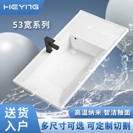 Ceramic Washbasin Small Household Single 53CM Wide Integrated Basin Bathroom Hotel Washbasin Extra L
