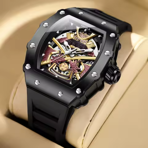 ONOLA Luxury Men Automatic Mechanical Watch Waterproof Watch Luminous Barrel Shape Military Sports W