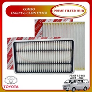 Combo Engine Air Filter and Cabin Filter for Toyota Hiace 3.0 Engine 1KD-FTV (2015 - 2021)