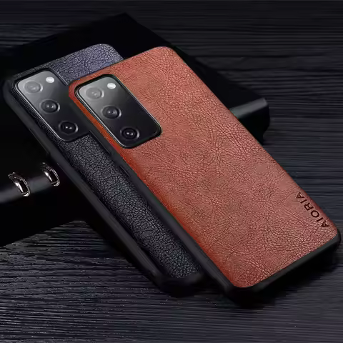 Leather Case For Samsung Galaxy S21 S20 Plus Ultra FE 5G Luxury Retro Litchi Pattern Soft Cover For 