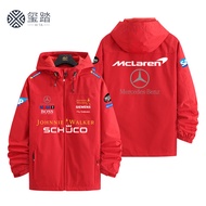 Mercedes McLaren F1 Racing Team Jacket Mens Black Windproof Thickened Casual Style Hooded Zipper Clo