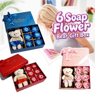 6 Soap Roses, Bear Cubs Gift Box, Girlfriend Girlfriend Girlfriend Birthday Gift New Year Gift