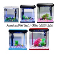 Sobo Small Aquarium Tank Set With Filter and LED Light / Small Fish Tank /Mini Aquarium / Mini Tank 