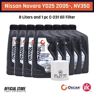 Nissan Navara YD25 05- NV350 Change Oil Package OSCAR 10W40 Fully Synthetic 05167 VIC C-231 PACK2-NI