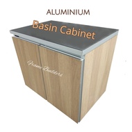 Basin Cabinet / Aluminium Basin Cabinet / Wall Mounted Basin Cabinet / Bathroom Counter / Woodgrain Finish Cabinet