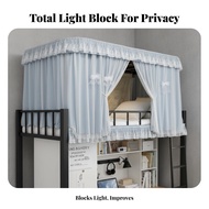 Light-Blocking Bunk Bed Curtain Set Easy to Install Double-Layer Bunk Bed Drape Washable Privacy Scr