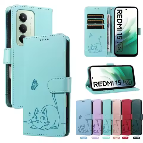 Magnetic Leather Wallet Flip Case for Redmi 15 15C 14C 13C 13X 13 12 11A 10A 10X 10C 10 Prime 9A 9C 