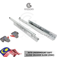 UNDERMOUNT SOFT CLOSE DRAWER SLIDE (3670 ZINC)