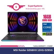 MSI Raider GE68HX 13VG-029SG Gaming Laptop / Intel i7-13700HX / RTX4070 / 16GB RAM / 1TB SSD / 16″ QHD+ 240Hz / W11