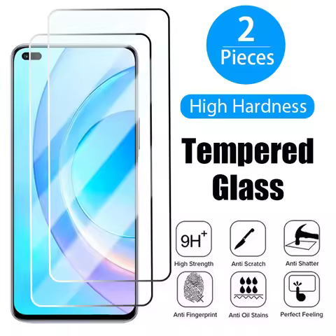 2PCS Tempered Glass For Honor 8X 9X Premium 8A 9A 8C 9C X8 X7 Screen Protector For Honor 50 30 9 Lit