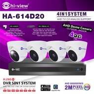 Hi-view ชุดกล้องวงจรปิด 2MP 4จุด รุ่น HA-614D20 (4ตัว) + DVR 4Ch. รุ่น HA-98504-V2)