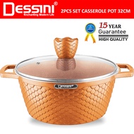 DESSINI ITALY GGF-32 Granite Die Cast Aluminium Non Stick Casserole Pot Bowl Deep Fry Pan Cookware T