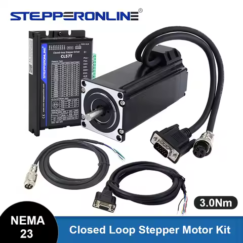 STEPPERONLINE Nema 23 Closed Loop Stepper Motor 3Nm with Servo Driver Kit Nema23 425oz.in Encoder Mo