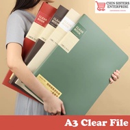 A3 Clear File 20 | 40 | 60 Pockets KOBEST Quality File Folder Holder Book Stationary Art Drawing Pos