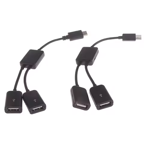 Micro USB / Type C to 2 OTG Dual Port HUB Cable Y Splitter for Tablet Android Mouse Keyboard Micro-U