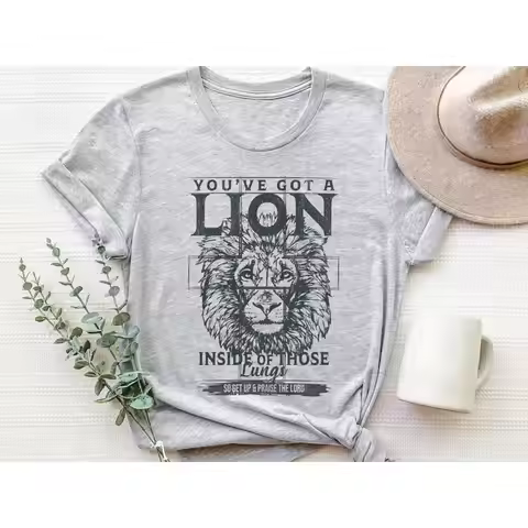 Lion T Shirt Religious Motivational Christian Bible Verse Retro Inspirational SweaT Aesthetic Boho