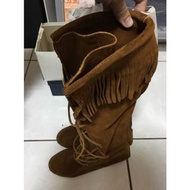 minnetonka moccasin 長靴 流蘇靴 莫卡辛靴 豆豆鞋 size6 brown 咖啡色 二手