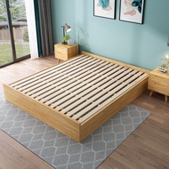 Tatami Drawer Bed Frame with Storage Nordic Solid Wood Super Single Bed King/ Queen Bed High Box Non-Bedside Floor Deck Bed