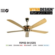 Wynn Design NSB FAN GOLD FAN WOOD STYLE FAN Powerful DC 54” CEILING FAN TURBO 5 Blades With Remote C