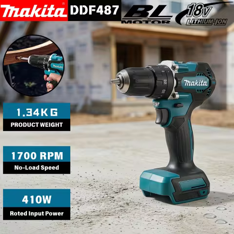 Makita Original DDF487 18V Brushless Electric Screwdriver Cordless Drill Rechargeable Power Tool Onl