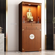C4WBNew Chinese Buddha Niche Household Minimalist Modern Small Clothes Closet Altar Altar Buddha Cabinet Shrine with Doo