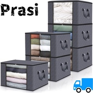 PRASI Clothes Storage Bins, 35L/60L/90L Dustproof Foldable Storage Box, Sundries Organizer Transpare