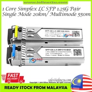 1 Pair 1.25G Gigabit SM LC 20km Single core BIDI SFP Transceiver DDM Fiber optic Network Converter M