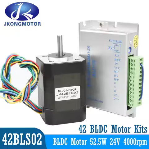 Jkongmotor 42BLS02 4000rpm Brushless DC Motor Kits 61mm 24V 52.5W 3 Phase 8-poles 3.3A BLDC Motor Fo