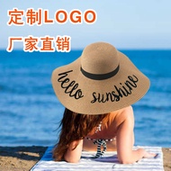 topi perempuan cute hat woman cap woman Customized Embroidered LOGO Beach Straw Hat Sunscreen Sun Ha