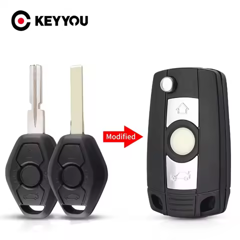 KEYYOU 3 Buttons Remote Flip Key Shell Fob Modified Case For BMW E36 E38 E39 E46 E53 E60 E61 E63 E64