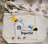 กระเป๋าผ้า Starbucks สีขาว กระเป๋าผ้าสตาร์บัคส์ กระเป๋าสะพายไหล่ กระเป๋าแฟชั่น