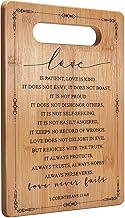 Christian Kitchen Decor, Love Never Fails 1 Corinthians 13:4-8 Bible Verse Cutting Board Chopping Bo