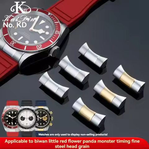 316L Stainless Steel End Links & 22mm Rubber Strap for Tudor Black Bay Chrono M79363 "Little Monster