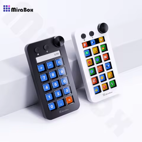 MiraBox N1 Stream Deck with Rotating Knob - 15 Keys LCD Macro Pad, 300+ Plugins, One-Click Control f