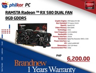 RAMSTA Radeon ™ RX 580 DUAL FANm8GB GDDR5 brandnew