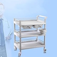 3 Tier Utility Rolling Cart, Beauty Salon Trolley Carts Medical Service Cart With Drawers Rolling Storage Trolleys With 4 Wheels &amp; Dirt Bucket For SPA Commercial Hospital (Size : S)