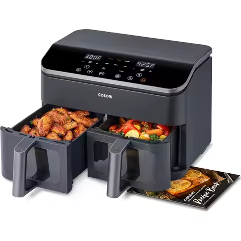 Dual Air Fryer 9Qt 10-in-1 Fresh Balanced Meals for Family and with Double Baskets Sync Cook Finish 