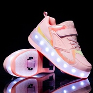 Kids Heelys Girl Skates Boys Retractable Double-Wheel Invisible Sports Walking Shoes Student Wheeled