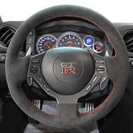 Hand-stitched Suede Car Steering Wheel Cover for Nissan GTR GT-R R35 Nismo 2008-2016 Full Coverage S