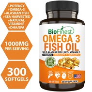 Biofinest Omega 3 Fish Oil 1000mg - Wild Alaskan Fish Natural Vitamin E Omega 3 EPA DHA - Heart Brai